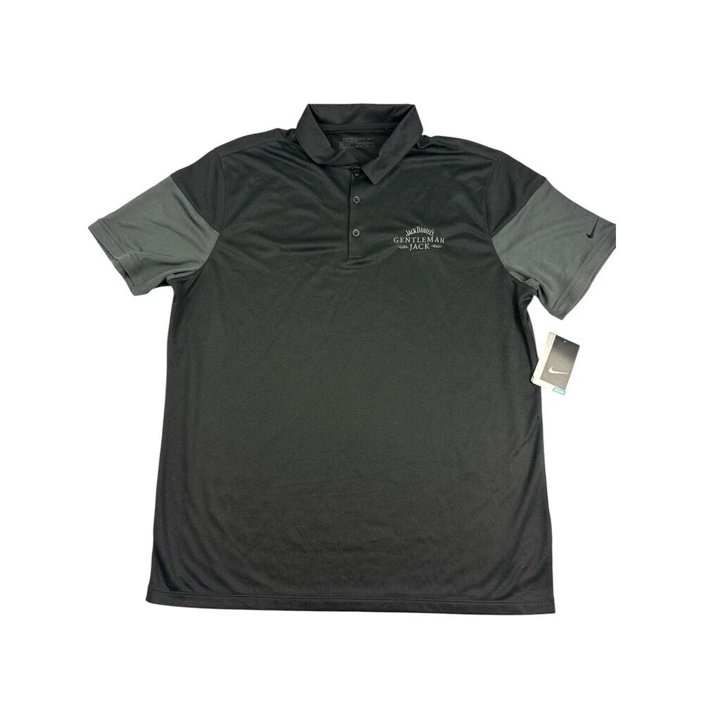Nike Golf Dri-FIT Polo XL Black Gentleman Jack Embroidered Logo Mens NWT